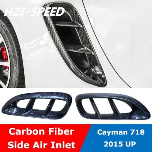 2pcs Carbon Fiber Side Air Inlet Vent Air Flow Fender Side Vents For Porsche Cayman 718 2015 Up