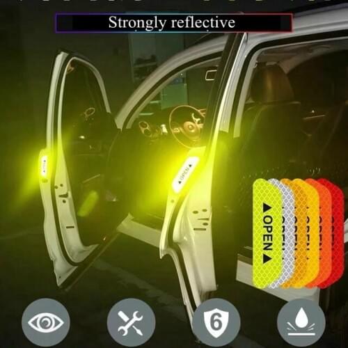 2pcs Car door safety anti-collision warning reflective stickers OPEN stickers long-distance reflective paper decorative stickers