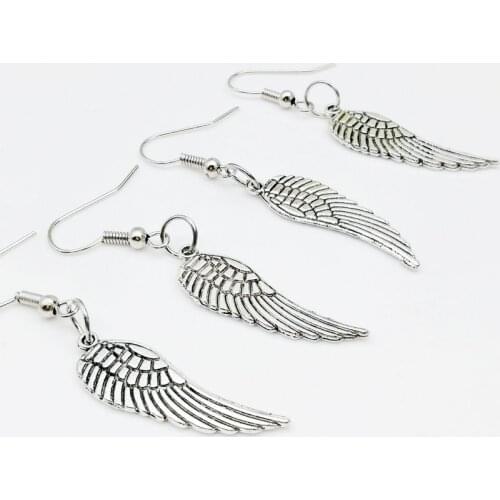 50Pairs Angel Wing Dangle Earrings Tibetan Silver 1,2x0,4" HOT E-072