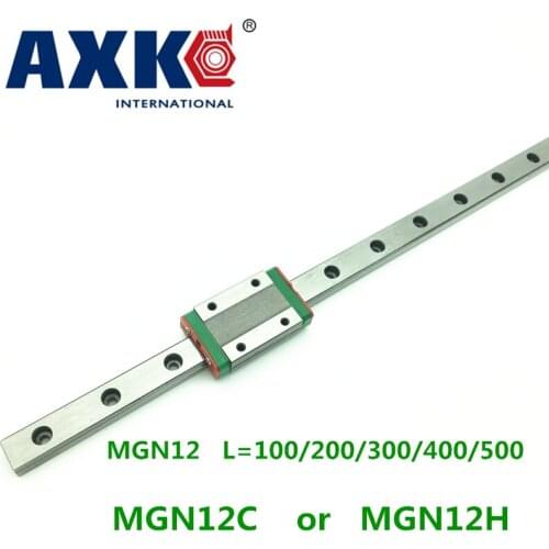 AXK Free Shipping 12mm Linear Guide Mgn12 L= 100/200/300/400/500mm + Slide Mgn12c Or Mgn12h Long Carriage For Cnc X Y Z Axis