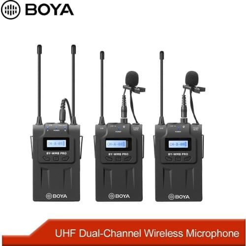 BOYA BY-WM8 Pro UHF Mic Condenser Wireless Microphone Audio Video Recorder Receiver for DSLR Camera Camcorder YouTube Vblog