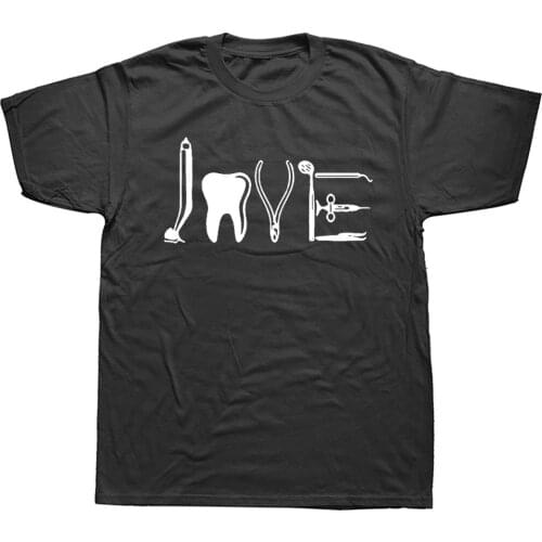 LOVE By Dental Equipments Dentist Health Care T Shirts Men Cotton Tooth Tops Tee Short Sleeve Fitness T-shirt