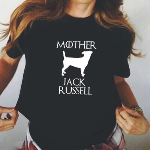 Harajuku Tee Shirt Femme Funny Mother of Jack Russell T Shirt Women Tops Summer Short Sleeve Cotton Loose Dog Mom Camiseta Mujer