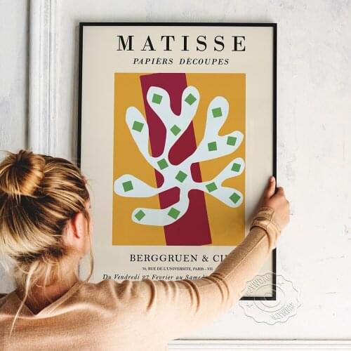 Henri Matisse Art Print, Matisse Cutout Canvas Painting, Matisse Museum Exhibition Poster, Vintage Art Coralline Home Wall Decor