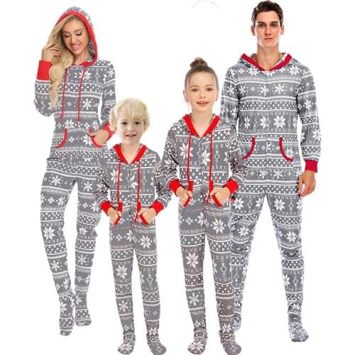 Family Matching Clothing Christmas Jumpsuits Homewear Adult Children Parent-child Wear Elk Snowflake Printed Jumpsuit Pajamas