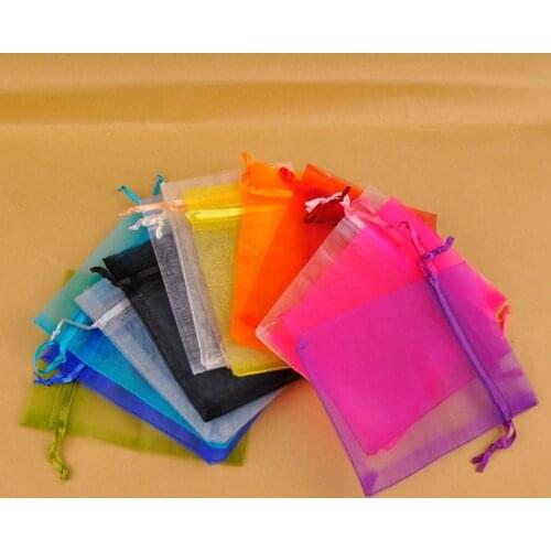 1000pcs 5x7 7x9 9x12 10x15CM Organza Bags Jewelry Packaging Bags Wedding Party Decoration Drawable Bags Gift Pouches