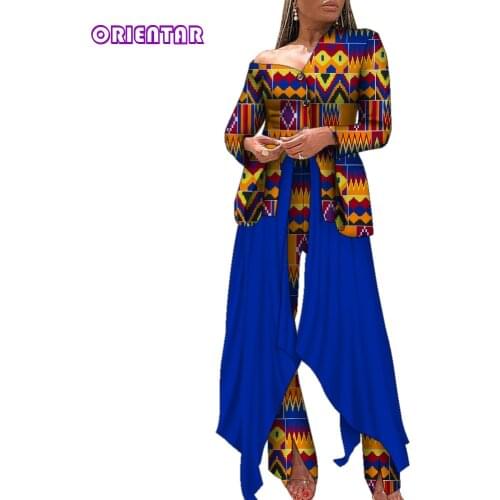 Fashion Women Suit 2 Piece Set Africa Clothes African Dashiki Top and Trouser Women Outfits Plus Size for Lady WY9141