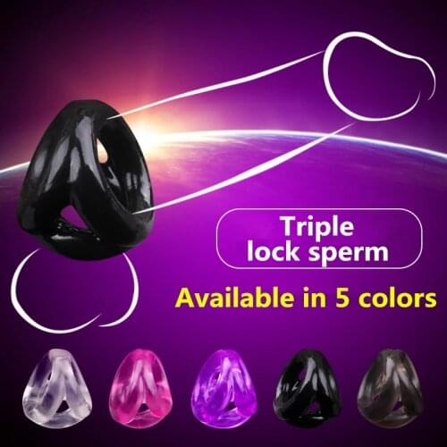 Male Penis Ring Silicone Cock Chastity Device Erection Dick Ejaculation Delay Sex Toys For Men Scrotum Tricycle Lock Durable