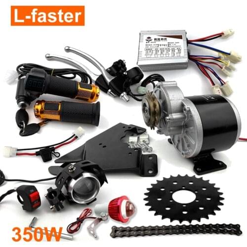 350W Electric Bike Chain Drive Kit Can Fit Bike Use 44mm Disc Brake Electric Bicycle Side Mounted Brush Motor Kit 16T Freewheel