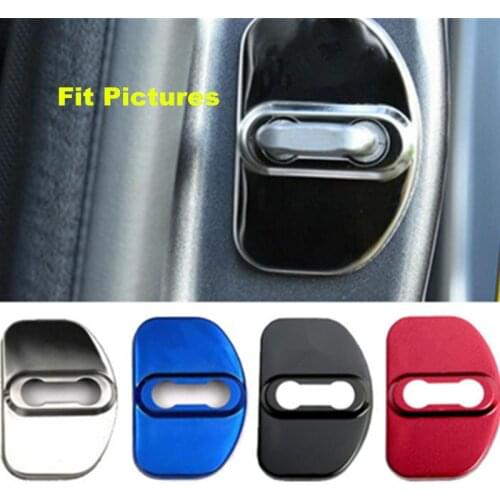Set of 4Pcs Car Anti Rust Door Lock Protective Cover Cap With 3M For Most of Renault Duster Koleos Clio 4 DoorLock Catchs W/Logo