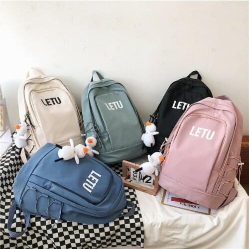 New Backpack Solid Color Waterproof Nylon Women Backpack High Quality Laptop Backpacks Large Capacity Waterproof Travel Bags