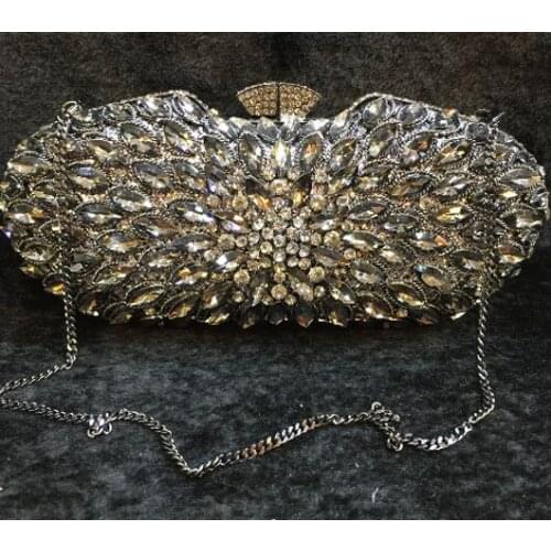 Solid Clutch Gold Crystal Luxury Women Clutch Bag Ladies Rhinestone Party Bag Designer Crystal Purse silver Christmas gift