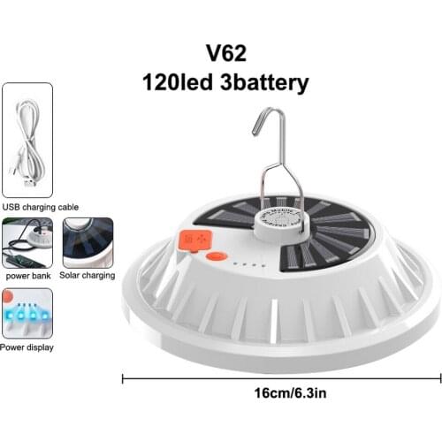 Portable Lantern Outdoor Remote Control Camping Lamp Rechargeable Solar Powered Night Market Light Emergency Power Bank