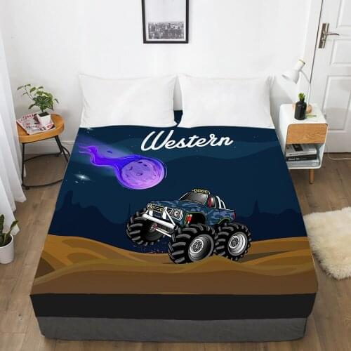 Car Cartoon Kids Elastic fitted sheet bed sheet With An Elastic Band 150x200 Mattress Cover Bed cover for children baby grey