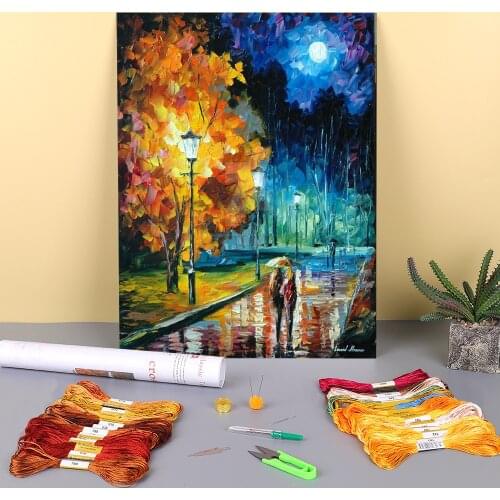 Romantic Night Printed Fabric 11CT Cross-Stitch DIY Embroidery Kit DMC Threads Hobby Knitting Handiwork Needlework Different