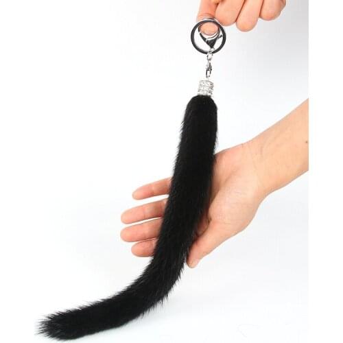 Animal fox tail mink hair fur keychain pom pom car auto Key Chains bag purse charms Jewelry accessories gift porta chaves mulher