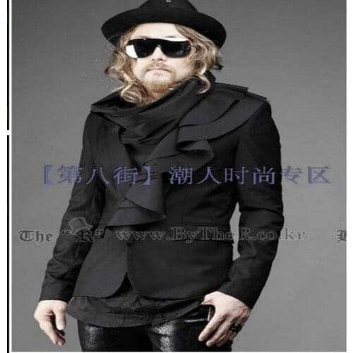 S-5xl 2020 New Korean Spring And Autumn Mens Fashion Slim Small Suit Wave Placket Design Blazers Men Hairstylist Costumes