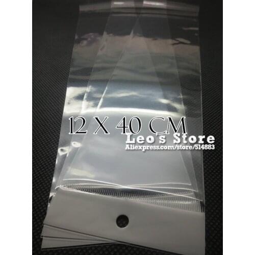 12x40cm Self Adhesive OPP Bag With Hanging Hole, Clear Header Plastic Bag,Supermarket Bag,wholesale free shipping