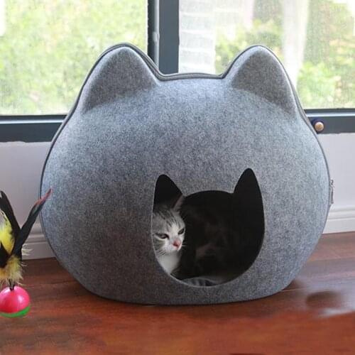 Detachable Cat Bed House Zipper Felt Breathable Cat Bed Cave with Cushion Pet Sleeping Bag For Kitten Basket Cats Accessories