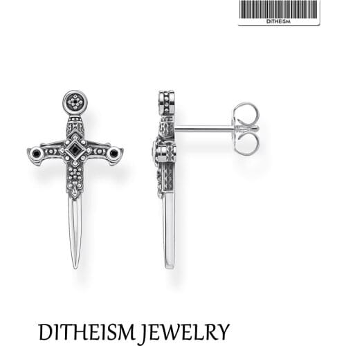 Sword Ear Studs 925 Sterling silver 2021 Brand New Fine Jewelry For Women Men Europe Style Vintage Fantasy Earrings Bijoux