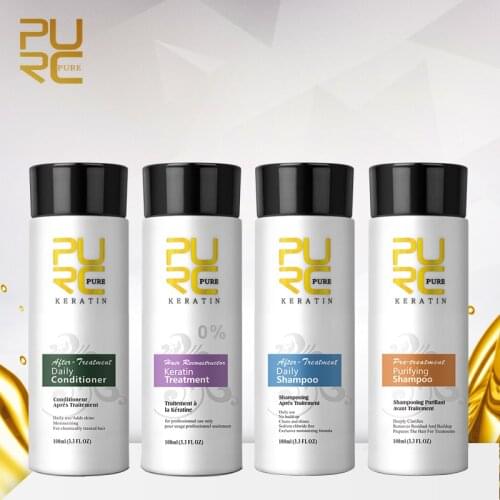PURC Keratin Treatment For hair Straightening Smoothing Shampoo Conditioner Head Scalp Repair Care Curly Hair Products 100ml