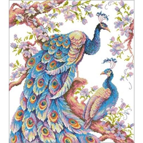 TOP Blue peacock patterns Counted Cross Stitch 11CT 14CT 18CT DIY Cross Stitch Kits Embroidery Needlework Sets