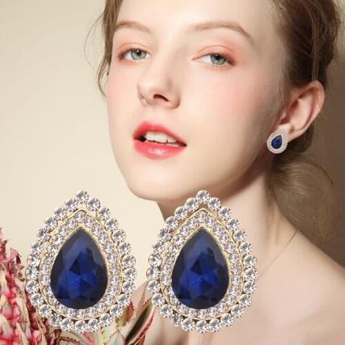 Vintage Water Crystal Clip Earrings For Women Fashion Stud Earring New Wedding Party Classic Jewelry For Gifts