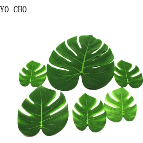 YO CHO 9pcs Artificial Green Leaf Turtle Leaves Wedding Home Garden Wedding Decoration DIY Artificial Tropical Leaf Party Decor