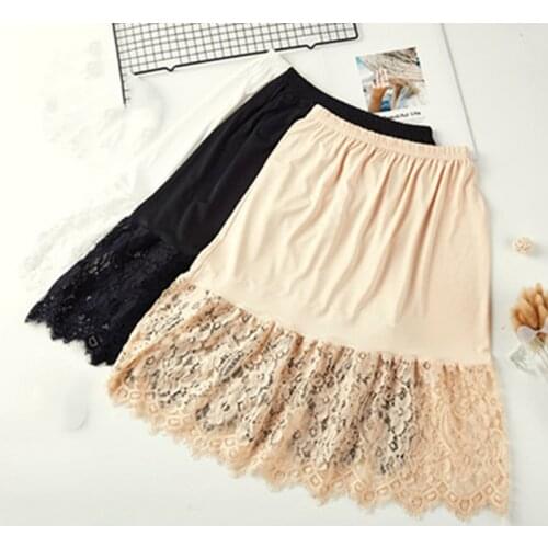 Women Skirt Extender Knee Lace Slip Hollow Length A-Line Half Extenders