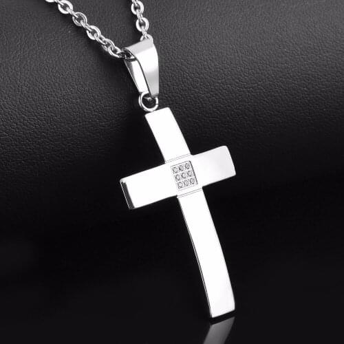Stainless Steel Women Quality Religious Jewelry Crystal Cross Necklace Pendant Jewelry Wholesale&Dropship