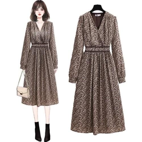 Womens chiffon womens dress dress 2021 spring loose and thin mid-length 200 kg long skirt