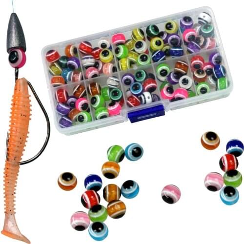 1 Box 6mm 8mm 10mm 12mm Fishing Eye Beads, Fish Eye Carolina Rigs Taxes Rigs DIY Kit Bass Fishing Lure Tackle With Box