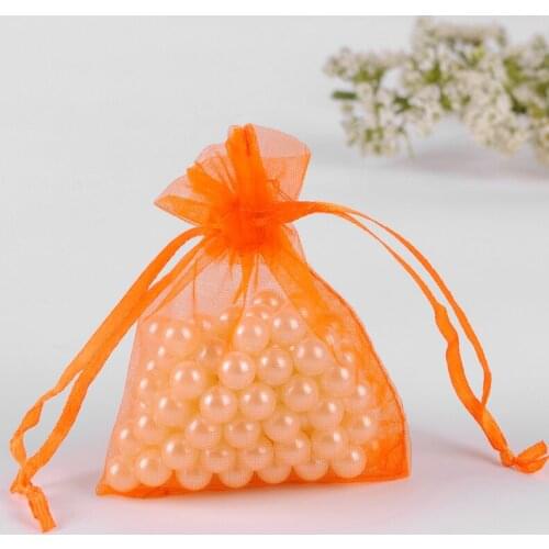 10x15cm Orange Jewelry Pouches Organza Bags Pearl Bags Customize Packaging Bags Saco De Organza Saco De Tule Packages 100pcs/lot