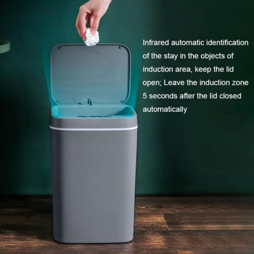 16L Intelligent Trash Can Automatic Sensor Waste Bin Dustbin Smart Sensor Electric Home Rubbish Can For Kitchen Bathroom Garbage