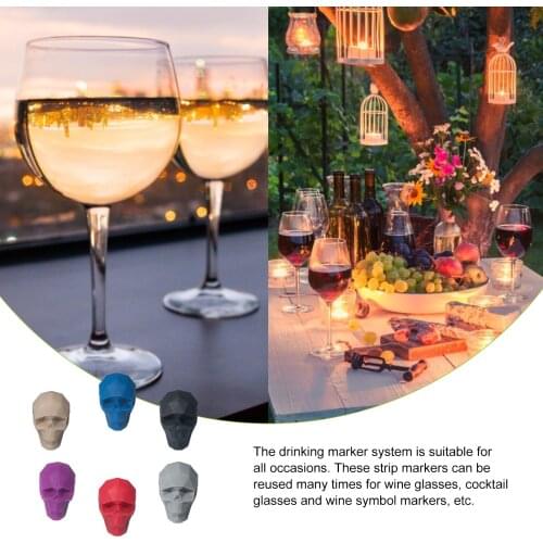 6pcs SShape Silicone Wine Glass Marker Buffet Identifier Sucker Mark Wine Glass Label Wine Supplies Colorful Wine Glass Charms
