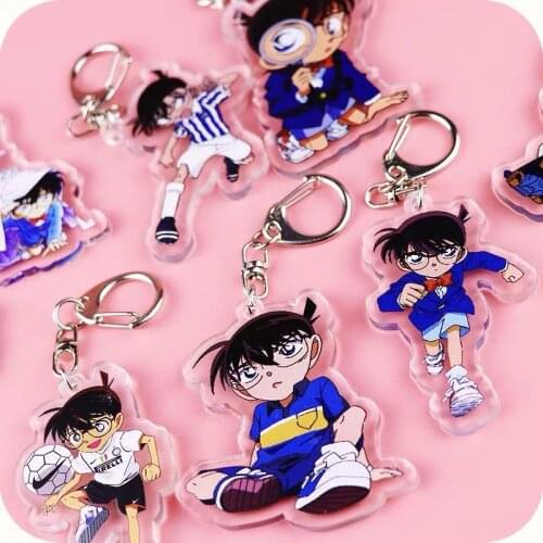 Key Chain Detective Conan Case Closed Keychain Cartoon Anime Keyring Acrylic Key Ring Woman Kids Man Girls Cute