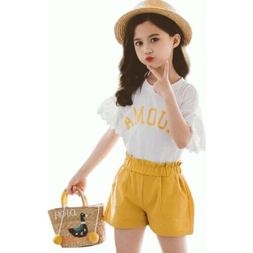 Children Summer Clothes Casual Style Childrens Clothes For Girls Tshirt + Skirt Girl Outfit Teenage Childrens Clothes Set