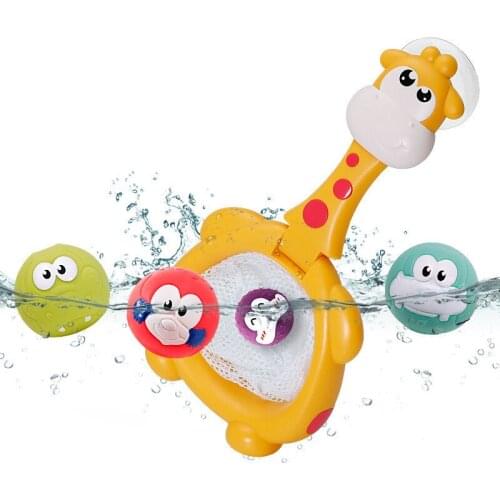 Baby Bath Toys Shooting Basket Basketball Hoop Shower Toys Giraffe Net Bath Fishing Toys Girl Boy Bathtub Water Game Play Set