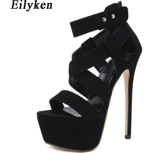 Eilyken 2021 New Summer Women Sandals Gladiator Buckle Strap Ultra Very High Heel Fetish Pumps Club Hollow Out Women Sandals