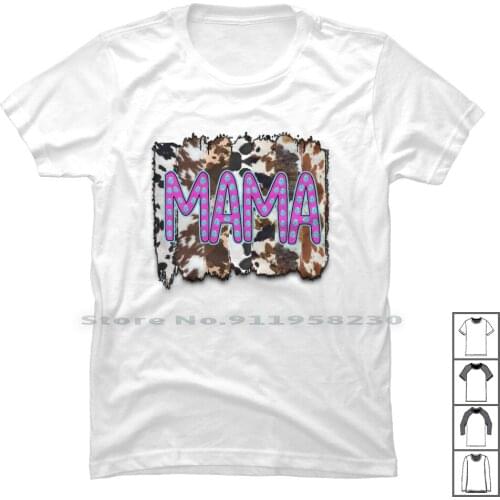 Mama Cowhide Brushstorkes T Shirt 100% Cotton Western Drawing Stork Brush Wing Rush Mama Hide Cow Us To St