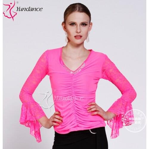 Customized Lady Latin Dancing Shirt Modern Dancing Shirt Long Sleeve Waltz Valse Tango Galop Fox Trot Social Dance Suit B-2680
