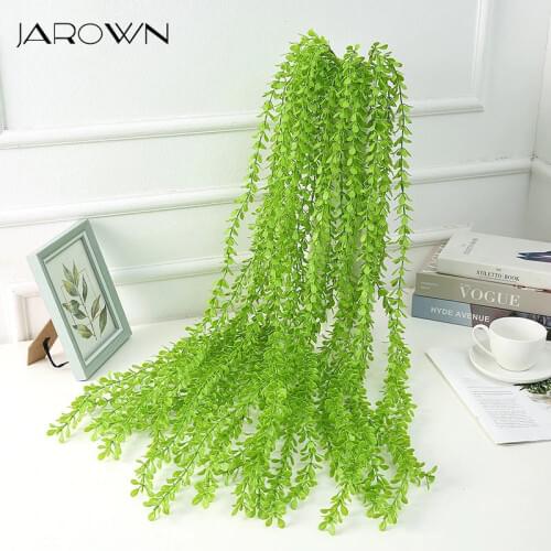JAROWN Artificial Plant 1.2M Eucalyptus Wall Mount Milan Grass Vine Hotel Wall Decor Rattan Home Garden Decor Plastic Flower