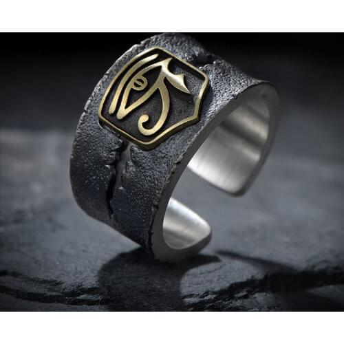 Original New Trendy Brand Hip-hop Horus Eye Of God Opening Adjustable Ring Retro Personality Mens Jewelry