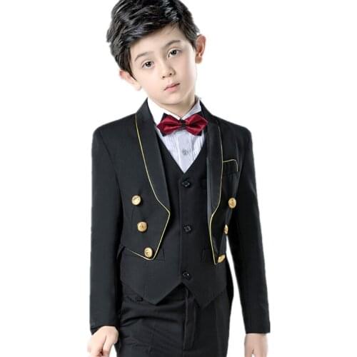 Jacket+Vest+Pants+Shirt+Girdle Flower Boys Suits Sets Double Breasted Boy Formal Tuxedo Boys Suits 6-Piece Set