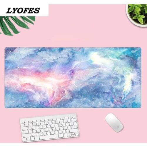 Marble Starry Clouds Cute Mouse Pad Lagre Gaming Kawaii Desk Mats Deskpad for Gamer Keyboard Home Office Accessories
