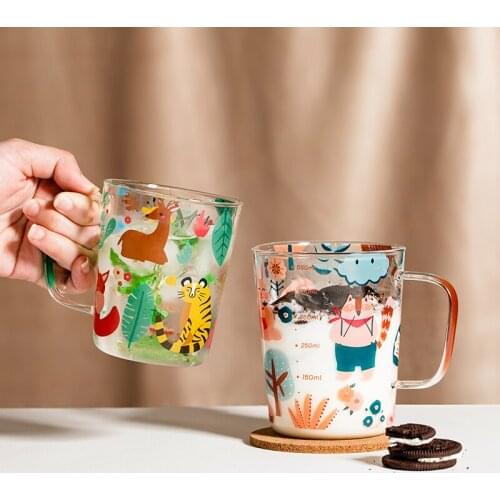 Creative cartoon with Scale glass breakfast cup animal water cup large-capacity heat-resistant glass mug oatmeal cup CL90705