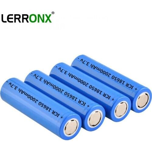 LERRONX Lithium 3.7V 2.0Ah 18650 Rechargeable battery for Flashlight Headlight Power Electronic Equipments Li-ion ICR18650