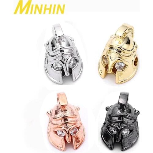 MINHIN 3Pcs Roman Spartan Warrior Gladiator Helmet Copper Spacer Beads For DIY Men Beaded Bracelets Jewelry