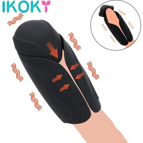 IKOKY Male Masturbator Penis Pump Vibrator Sex Toys for Men Strapon Cock Glans Stimulate Massager Adults Tools Sex Machine Shop
