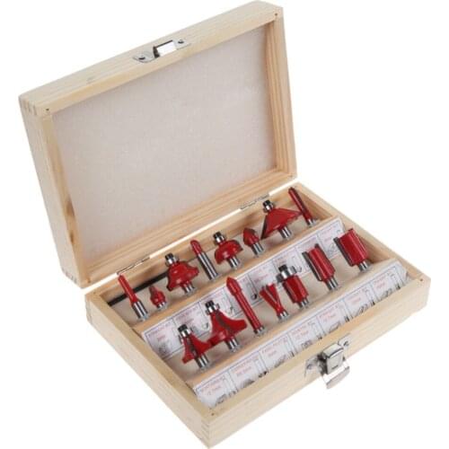 15pcs 1/4" Shank Milling Cutter Router Bit Set Carbide Rotary For Tool Woodworking
